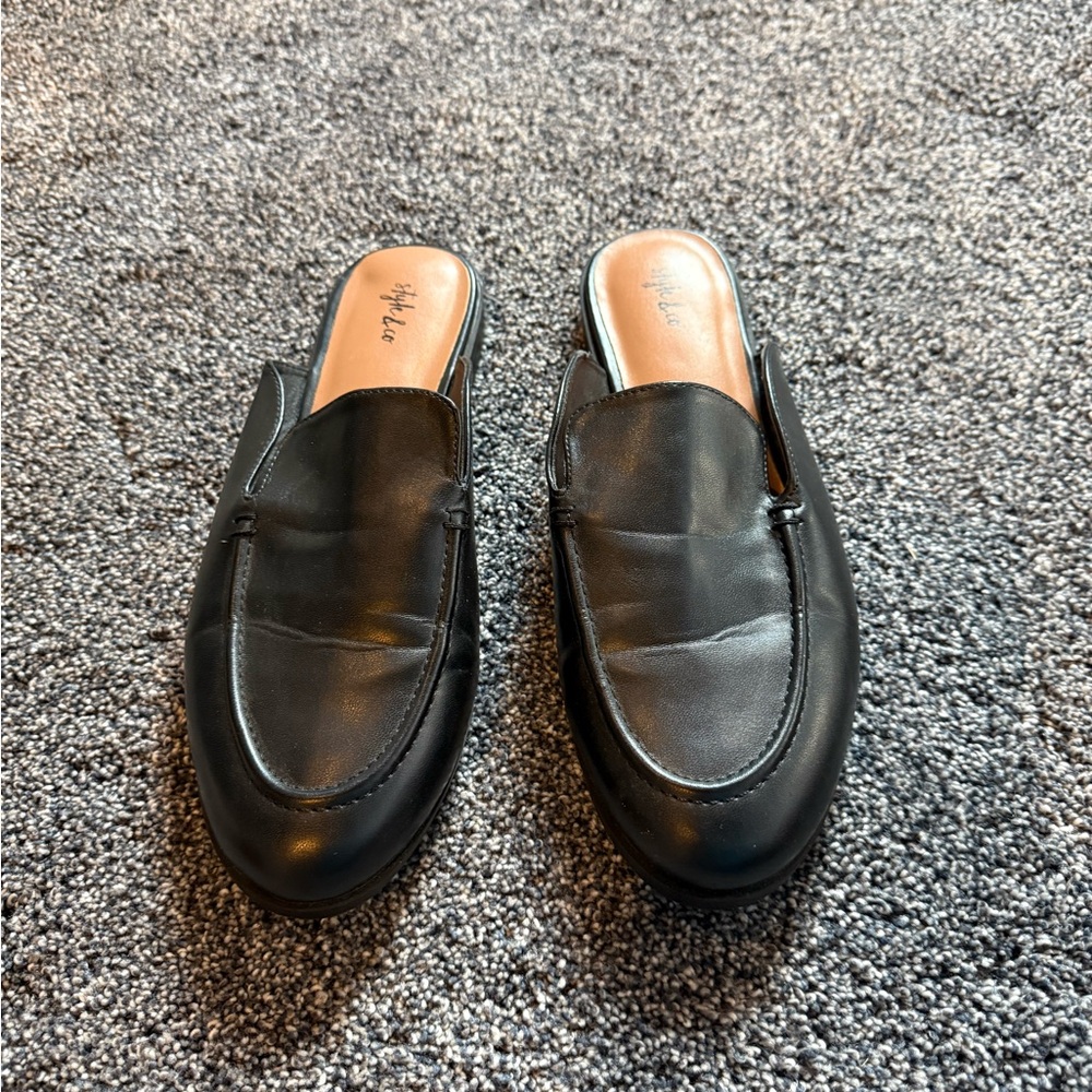 Black Leather Slip-On Loafers